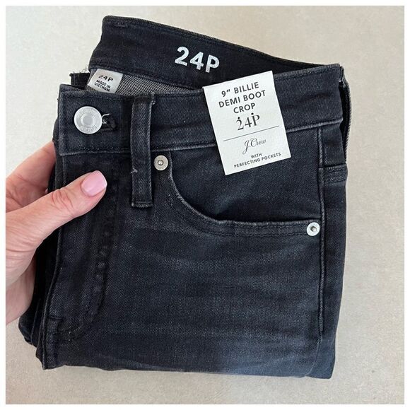 NWT J. Crew 9" Billie Demi Boot Crop Jean in Charcoal Wash 24 Petite - Picture 5 of 8